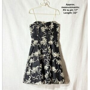 Masquerade‎ Ribbon Embroidered Tulle Black Cocktail Prom Homecoming Dress 13/14